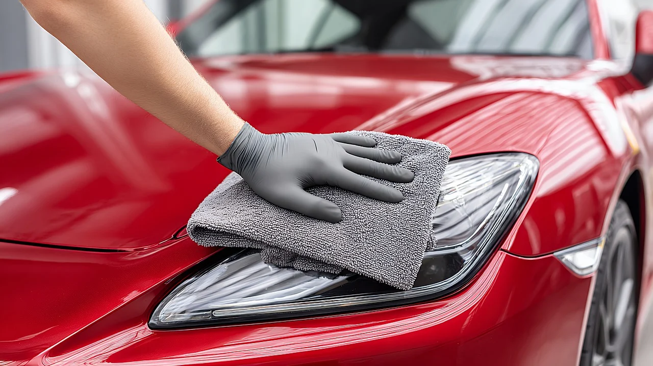 Car paint polishing and ceramic waxing service